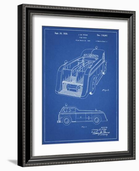 PP462-Blueprint Firetruck 1939 Two Image Patent Poster-Cole Borders-Framed Giclee Print