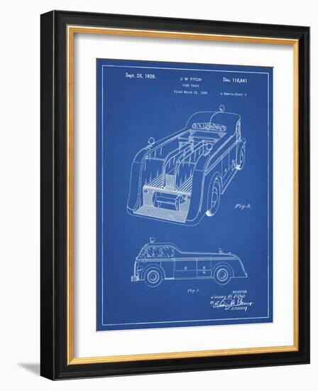 PP462-Blueprint Firetruck 1939 Two Image Patent Poster-Cole Borders-Framed Giclee Print