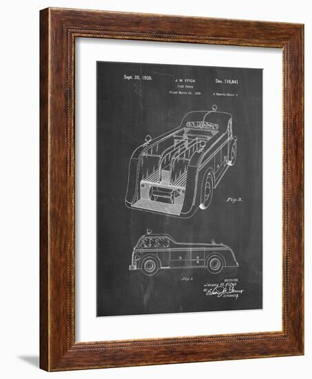 PP462-Chalkboard Firetruck 1939 Two Image Patent Poster-Cole Borders-Framed Giclee Print