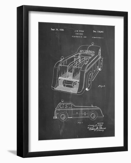 PP462-Chalkboard Firetruck 1939 Two Image Patent Poster-Cole Borders-Framed Giclee Print