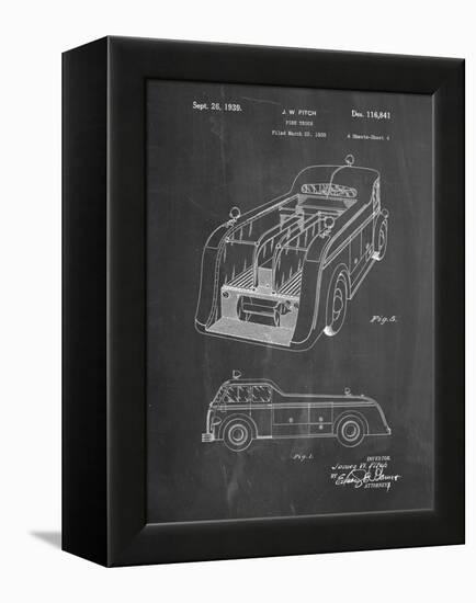 PP462-Chalkboard Firetruck 1939 Two Image Patent Poster-Cole Borders-Framed Premier Image Canvas