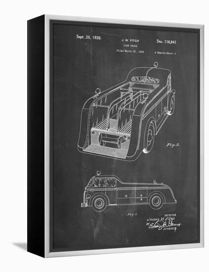 PP462-Chalkboard Firetruck 1939 Two Image Patent Poster-Cole Borders-Framed Premier Image Canvas