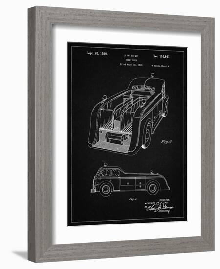 PP462-Vintage Black Firetruck 1939 Two Image Patent Poster-Cole Borders-Framed Giclee Print