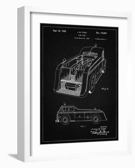 PP462-Vintage Black Firetruck 1939 Two Image Patent Poster-Cole Borders-Framed Giclee Print