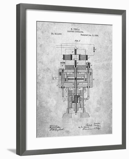 PP463-Slate Tesla Electric Generator Poster-Cole Borders-Framed Giclee Print