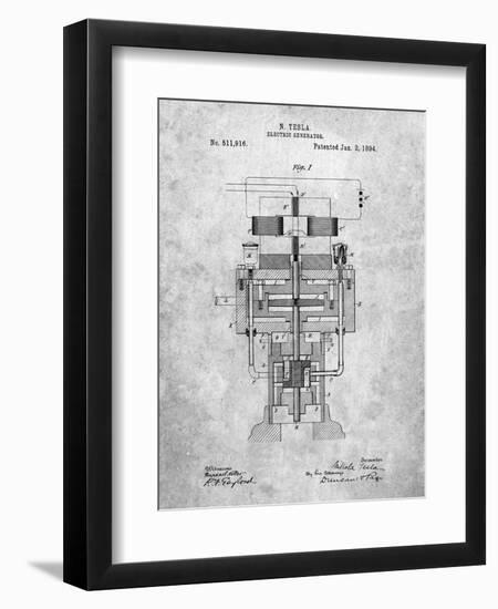 PP463-Slate Tesla Electric Generator Poster-Cole Borders-Framed Giclee Print