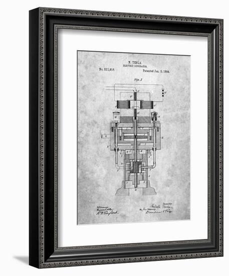 PP463-Slate Tesla Electric Generator Poster-Cole Borders-Framed Giclee Print