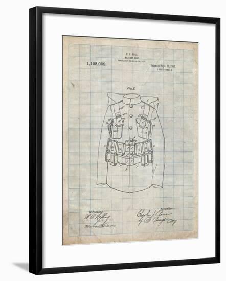 PP465-Antique Grid Parchment World War 1 Military Coat Patent Poster-Cole Borders-Framed Giclee Print