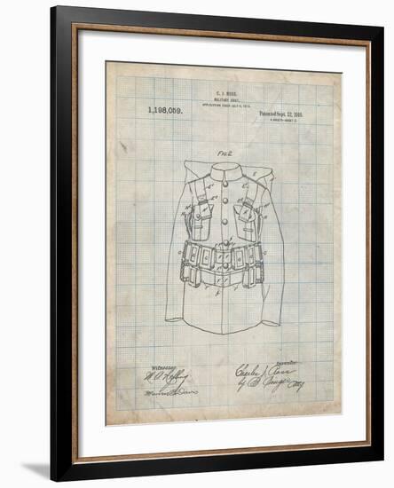 PP465-Antique Grid Parchment World War 1 Military Coat Patent Poster-Cole Borders-Framed Giclee Print