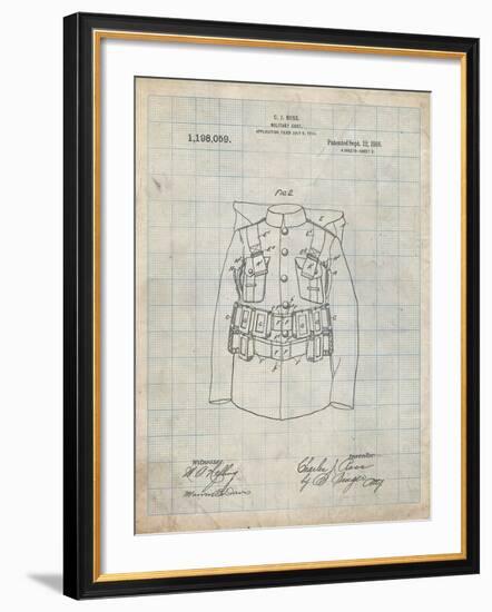 PP465-Antique Grid Parchment World War 1 Military Coat Patent Poster-Cole Borders-Framed Giclee Print