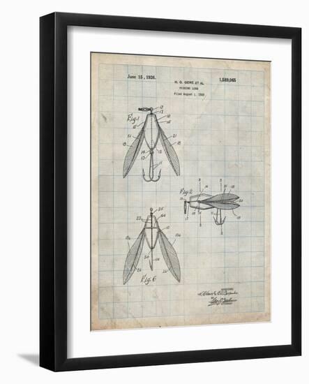 PP476-Antique Grid Parchment Surface Fishing Lure Patent Poster-Cole Borders-Framed Giclee Print