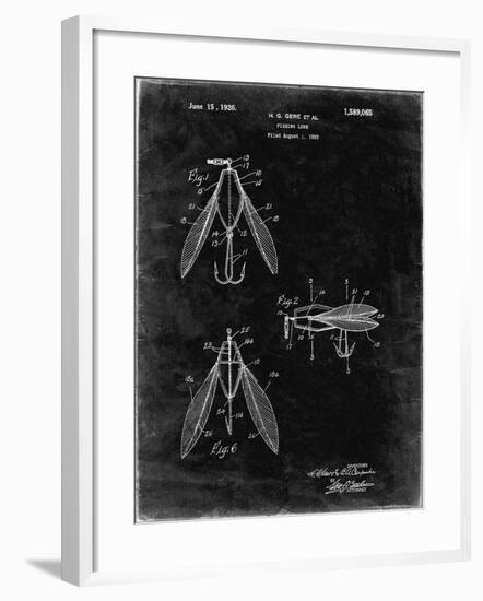 PP476-Black Grunge Surface Fishing Lure Patent Poster-Cole Borders-Framed Giclee Print