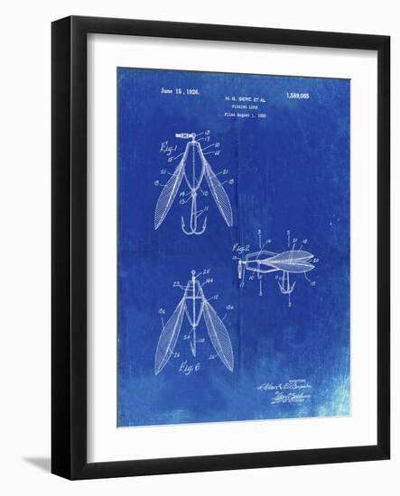 PP476-Faded Blueprint Surface Fishing Lure Patent Poster-Cole Borders-Framed Giclee Print