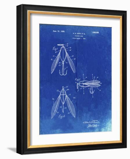 PP476-Faded Blueprint Surface Fishing Lure Patent Poster-Cole Borders-Framed Giclee Print