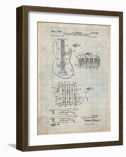 PP49 Antique Grid Parchment-Borders Cole-Framed Giclee Print