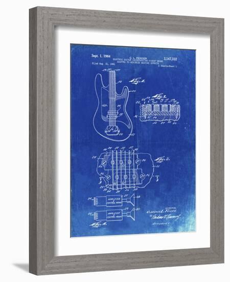 PP49 Faded Blueprint-Borders Cole-Framed Giclee Print