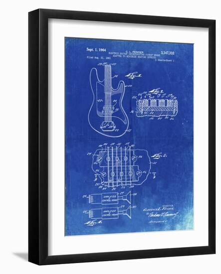 PP49 Faded Blueprint-Borders Cole-Framed Giclee Print