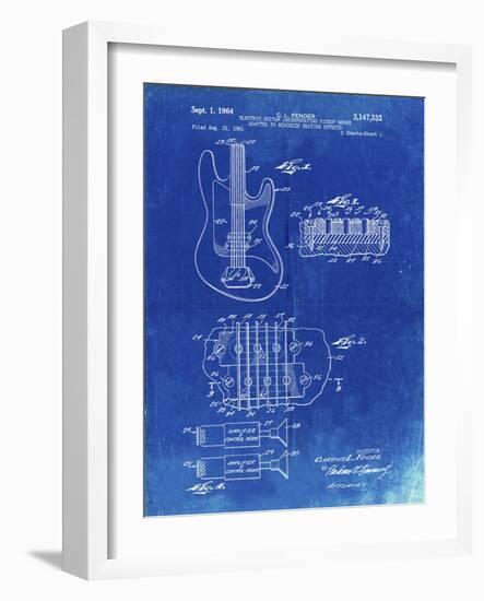 PP49 Faded Blueprint-Borders Cole-Framed Giclee Print