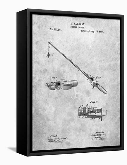 PP490-Slate Fishing Rod and Reel 1884 Patent Poster-Cole Borders-Framed Premier Image Canvas
