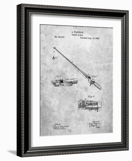 PP490-Slate Fishing Rod and Reel 1884 Patent Poster-Cole Borders-Framed Giclee Print