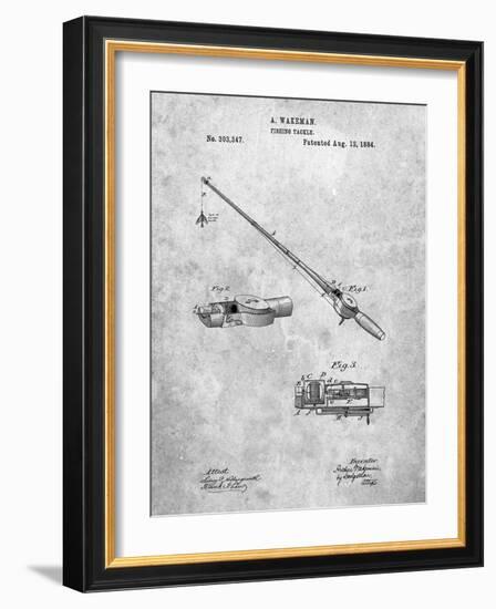 PP490-Slate Fishing Rod and Reel 1884 Patent Poster-Cole Borders-Framed Giclee Print