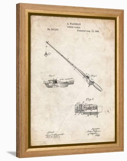 PP490-Vintage Parchment Fishing Rod and Reel 1884 Patent Poster-Cole Borders-Framed Premier Image Canvas
