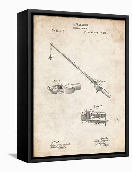 PP490-Vintage Parchment Fishing Rod and Reel 1884 Patent Poster-Cole Borders-Framed Premier Image Canvas