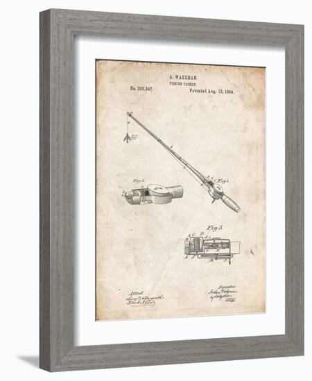 PP490-Vintage Parchment Fishing Rod and Reel 1884 Patent Poster-Cole Borders-Framed Giclee Print