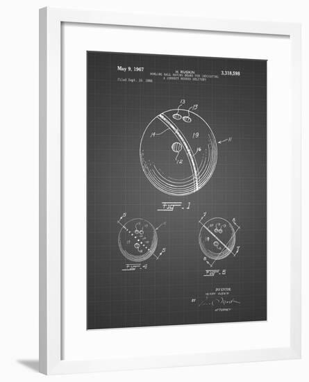 PP493-Black Grid Bowling Ball 1967 Patent Poster-Cole Borders-Framed Giclee Print