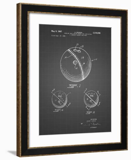 PP493-Black Grid Bowling Ball 1967 Patent Poster-Cole Borders-Framed Giclee Print