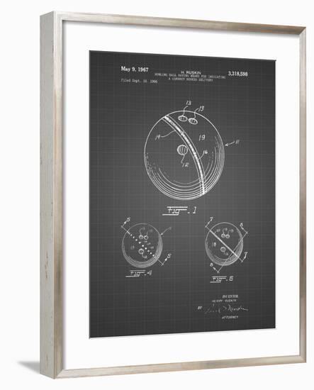 PP493-Black Grid Bowling Ball 1967 Patent Poster-Cole Borders-Framed Giclee Print