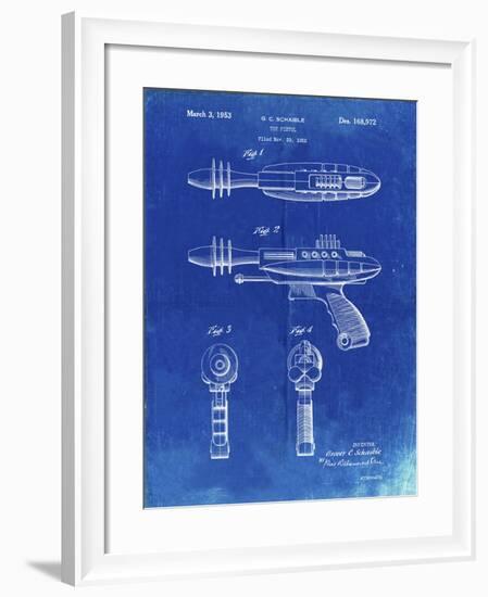 PP498-Faded Blueprint Toy Laser Gun Patent Print-Cole Borders-Framed Giclee Print