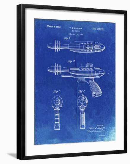 PP498-Faded Blueprint Toy Laser Gun Patent Print-Cole Borders-Framed Giclee Print