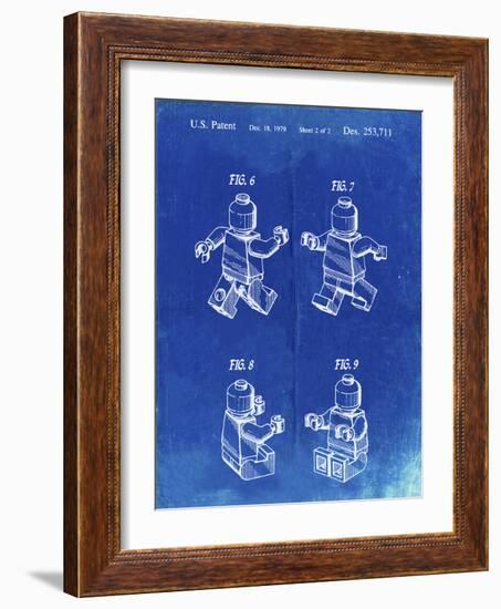 PP50 Faded Blueprint-Borders Cole-Framed Giclee Print