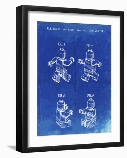 PP50 Faded Blueprint-Borders Cole-Framed Giclee Print