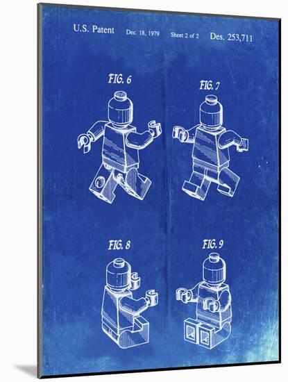 PP50 Faded Blueprint-Borders Cole-Mounted Giclee Print