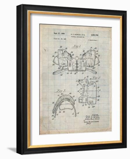 PP504-Antique Grid Parchment Vintage Football Shoulder Pads Patent Poster-Cole Borders-Framed Giclee Print