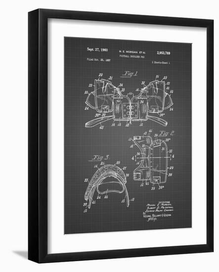 PP504-Black Grid Vintage Football Shoulder Pads Patent Poster-Cole Borders-Framed Giclee Print