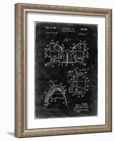 PP504-Black Grunge Vintage Football Shoulder Pads Patent Poster-Cole Borders-Framed Giclee Print