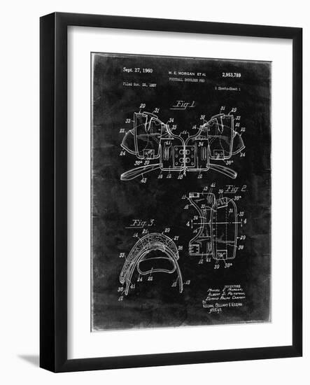PP504-Black Grunge Vintage Football Shoulder Pads Patent Poster-Cole Borders-Framed Giclee Print