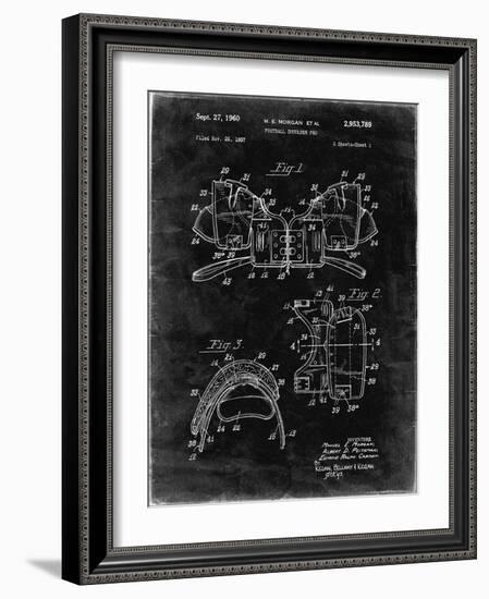 PP504-Black Grunge Vintage Football Shoulder Pads Patent Poster-Cole Borders-Framed Giclee Print