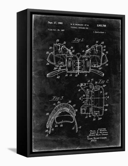 PP504-Black Grunge Vintage Football Shoulder Pads Patent Poster-Cole Borders-Framed Premier Image Canvas