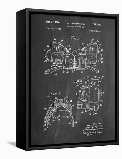 PP504-Chalkboard Vintage Football Shoulder Pads Patent Poster-Cole Borders-Framed Premier Image Canvas