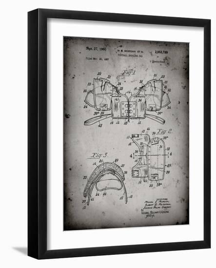 PP504-Faded Grey Vintage Football Shoulder Pads Patent Poster-Cole Borders-Framed Giclee Print