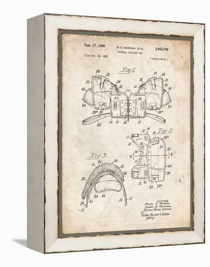 PP504-Vintage Parchment Vintage Football Shoulder Pads Patent Poster-Cole Borders-Framed Premier Image Canvas