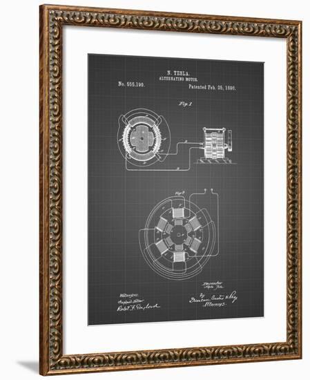 PP505-Black Grid Tesla Alternating Motor Patent Poster-Cole Borders-Framed Giclee Print