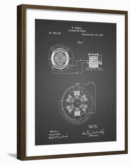 PP505-Black Grid Tesla Alternating Motor Patent Poster-Cole Borders-Framed Giclee Print