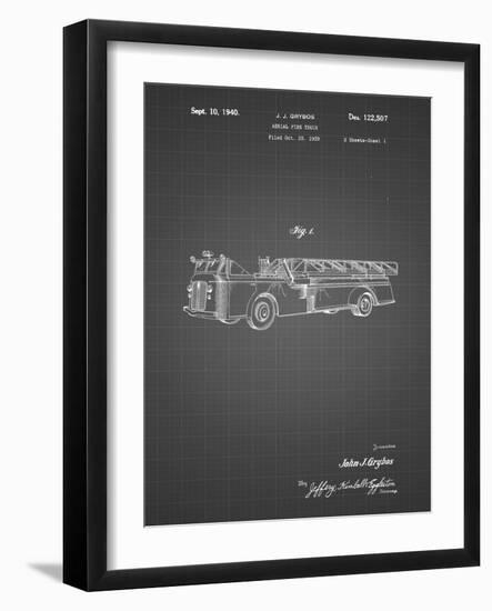 PP506-Black Grid Firetruck 1940 Patent Poster-Cole Borders-Framed Giclee Print