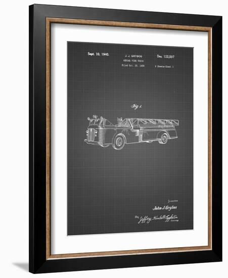 PP506-Black Grid Firetruck 1940 Patent Poster-Cole Borders-Framed Giclee Print