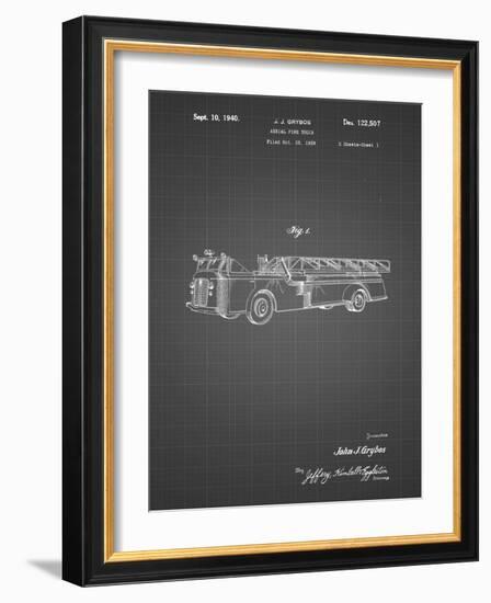 PP506-Black Grid Firetruck 1940 Patent Poster-Cole Borders-Framed Giclee Print